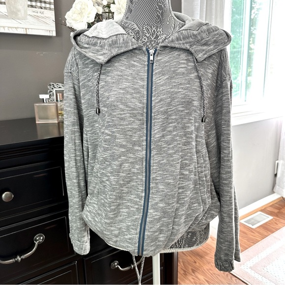 Free People Gray Zip Hoodie Size L - Picture 3 of 15